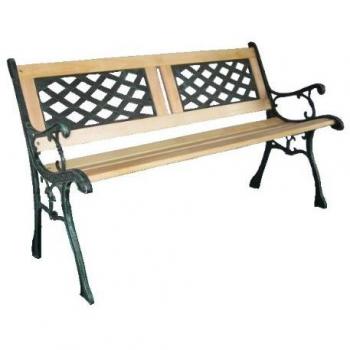Natural Finish 3-Seater Garden Bench with Cross Lattice