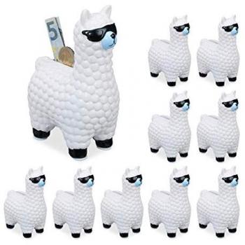 Set Relaxdays: 10 Llamas Cool con Gafas de Sol, Blanco