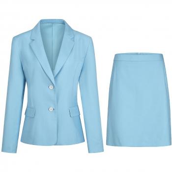 Traje de Oficina para Mujer Yunclos Azul con Blazer y Falda XL