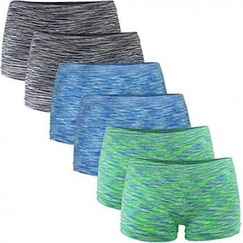 Fabio Farini Damen Seamless Panties 6er Pack Hipsters Microfaser 2x Neon Grün/2x Neon Blau/2x Schwarz XS