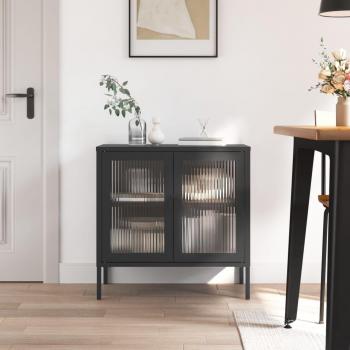VidaXL Black Sideboard 70x35x70 cm Glass and Steel