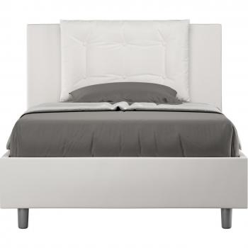 Cama con almacenaje tapizada en cuero sintético blanco 120x190 Annalisa