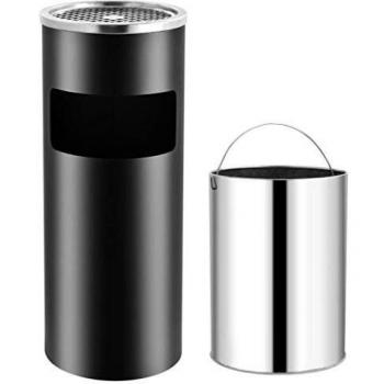 Hotel‑Grade 30L Ashtray Dustbin, Durable Steel Finish – Black