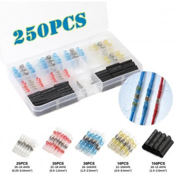 250 pc Waterproof Solder Ring Heat Shrink Terminal Kit