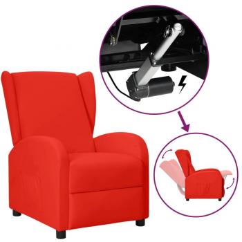 Sillón Reclinable Elevable Rojo de Cuero Sintético