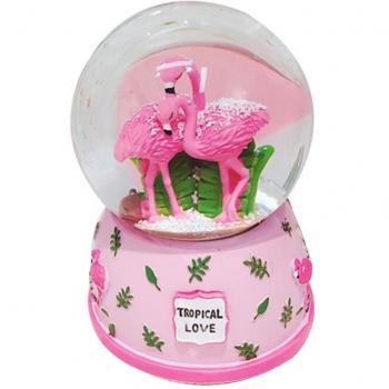 Esfera de cristal con Rosa Flamenco y melodía
