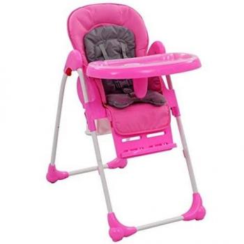 VidaXL Pink & Gray Baby High Chair