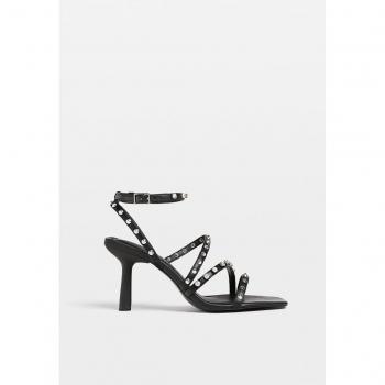 Stradivarius Embellished High-Heel Sandals Black Size 6