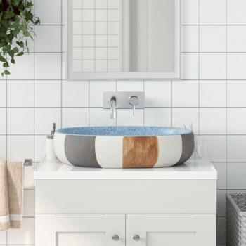 Vidaxl Ceramic Countertop Basin Multicolour Oval 59x40x14 cm
