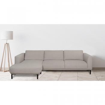 Andas L‑Form Sofa – Beigeschenille, abgerundete Recamière