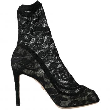 Luxury Black Stretch Lace Boots – EU37.5 / US7