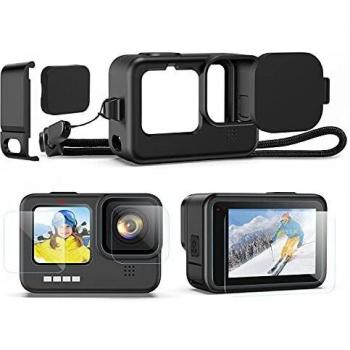 GoPro HERO10/HERO9 Black Accessory Pack: custodia silicone, vetro temperato e tappo