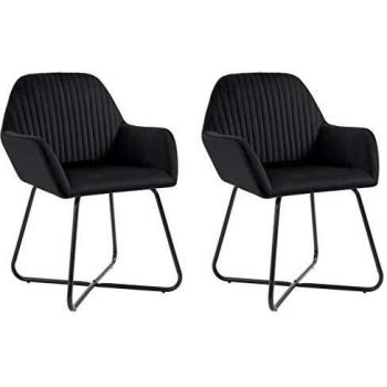 Sillas de Comedor de Terciopelo Negro (Juego de 2)