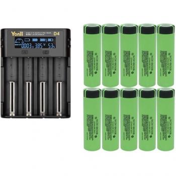Jouym 8 Stuks 18650 Li-Ion Batterijen met Acculader 3.7V 3400mAh