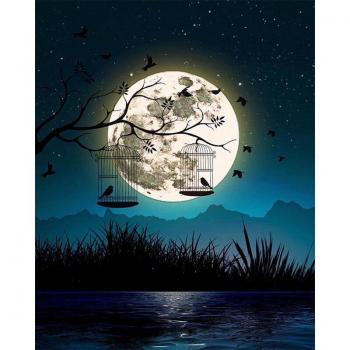 Set decorativo pittura diamantata punto crocifisso Paesaggio notturno 20x30
