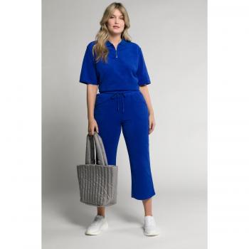 Polo donna blu con zip mezze maniche spugna taglia 60/62 Ulla Popken