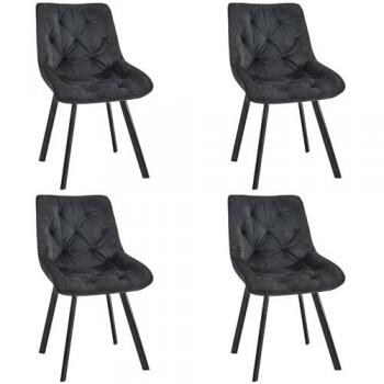 Sedie da pranzo Akord 4 pezzi velluto nero SJ.33