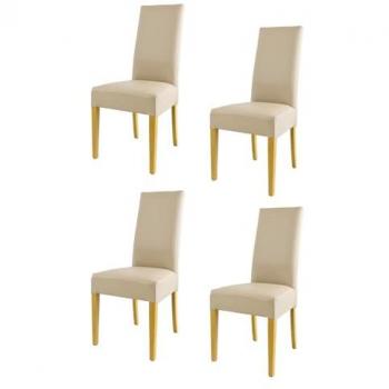 Set 4 Sedie Luisa Tommychairs in Faggio con Rivestimento in Pelle Artificiale Lino