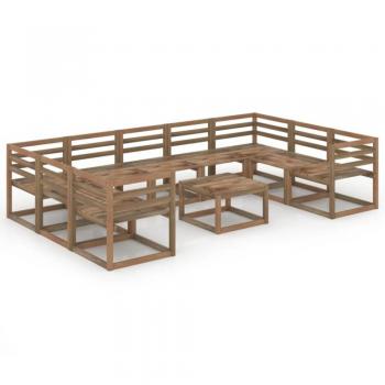 Set Giardino 10 pz Legno di Pino Impregnato Marrone