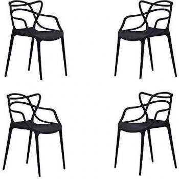 Sillas para Salón Butterfly, Juego de 4, Color Negro, Tamaño: 55 cm x 55 cm x 83 cm