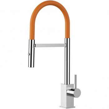 Lavello Vizio Monocomando Quadrato con Canna Arancione Staccabile