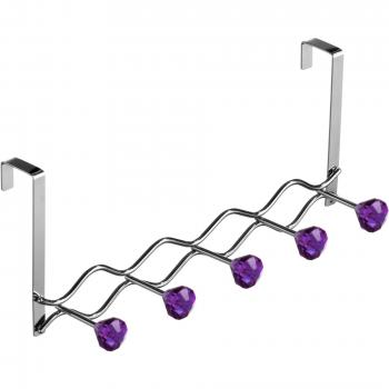 Multi‑Color Chrome Over‑Door Clothes Hanger with 5 Diamante Hooks