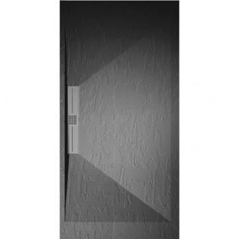 Mirlo Receptacle de douche extra plat 90x160 cm en résine anthracite, ardoisé, grille inox