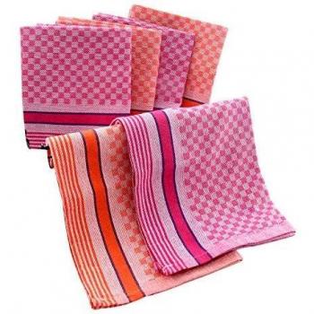 Branlason Waffle Pink/Orange Kitchen Towels – 6 Pack