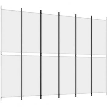 Paravento diviso in 6 pezzi bianco 300x220 cm tessuto