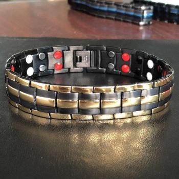 Bracelet Santé Masculin Noir à 4 Aimants pour Perte de Poids