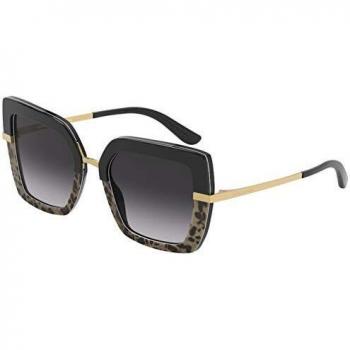Dolce & Gabbana Women's 0DG4373 Sunglasses, TOP BLACK ON PRINT LEO/BLACK, 52