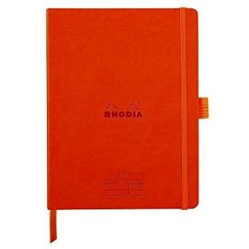 Cuaderno Simil Piel Rhodia A5+ Naranja Intenso