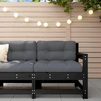 Sillón de Jardín de Madera de Pino Negro con Cojines Suaves
