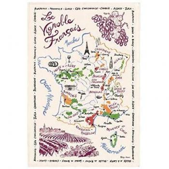 Torchon en coton absorbant Carte des Vins de France