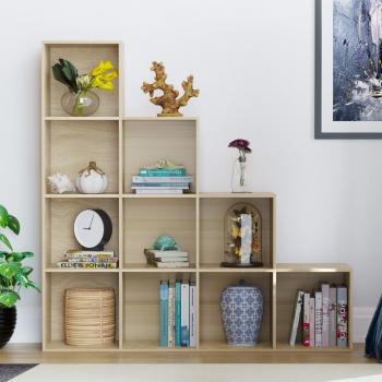 Durham Oak 10-Cube Staircase Storage Organizer