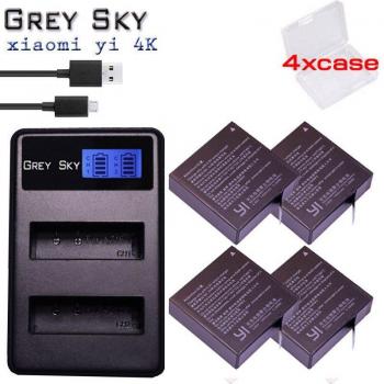 2-Pack AZ16-1 AZ16-2 Batteries for Xiaomi YI 4K Series with LCD USB Charger