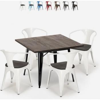Cucina Industriale 80x80 con 4 Sedie Metallo