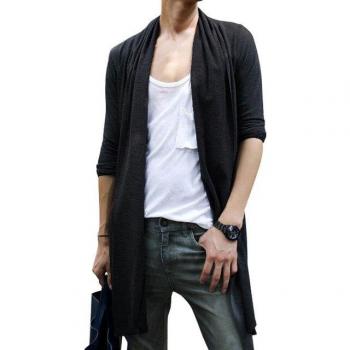 Herren Langarm Strickjacke Schwarz/Grau Größe S-3XL