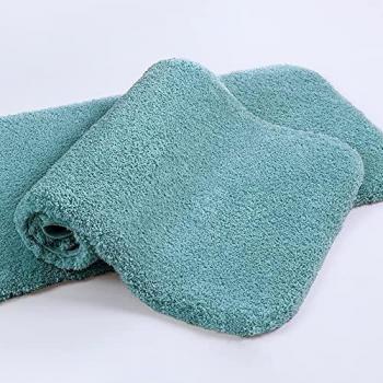 Fluffy Microfiber Bath Mat 2 Pack Non Slip Absorbent Quick-drying Machine Washable