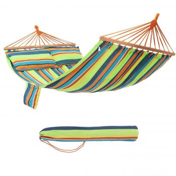 SONGMICS Hamac de jardin portable avec 2 oreillers, Vert + Orange