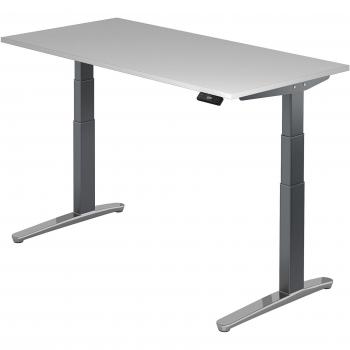 Sitz-Steh-Schreibtisch elektrisch 160x80cm Grau/Graphit-alu