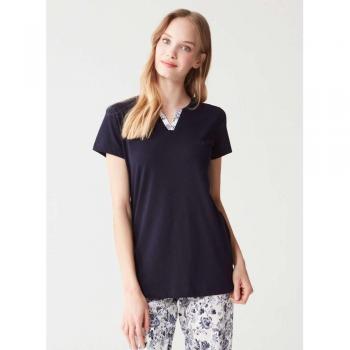 Mod Collectie 3264 Dames Nachtkleding Katoen Korte Mouwen Marine