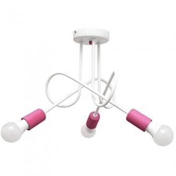 HELAM OXFORD Multi Arm Adjustable Semi Flush Ceiling Light in White & Pink