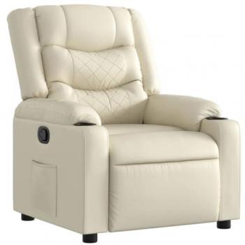 Fauteuil Relax 374120 – Crème Similicuir, Inclinable