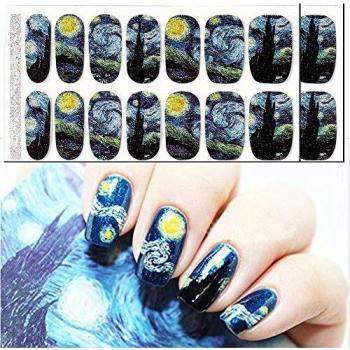 Starry Night Fullnail Nail Art Stickers by Bluezoo, set of 2 sheets with 14 decals each