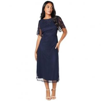 Wallis Womens Navy Dobby Midi Dress