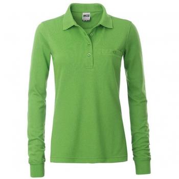 James and Nicholson Ladies Workwear Long Sleeve Polo in Lime Green (XL)