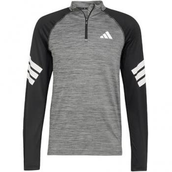 Adidas Performance T-Shirt mit kurzem Reißverschluss in Melange