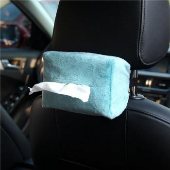 Solid Color Plush Tissue Box for Car Seat Back