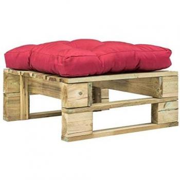 VidaXL Pouf da giardino in legno verde con cuscino rosso
